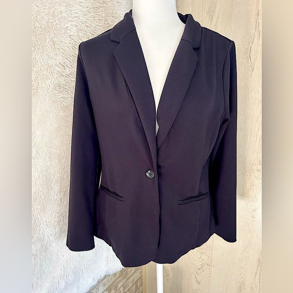 Worthington Black One-Button Suit Jacket Blazer Fully Lined size medium